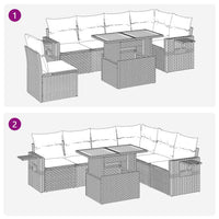 vidaXL 7 pcs conjunto sofás p/ jardim c/ almofadões vime PE cinzento