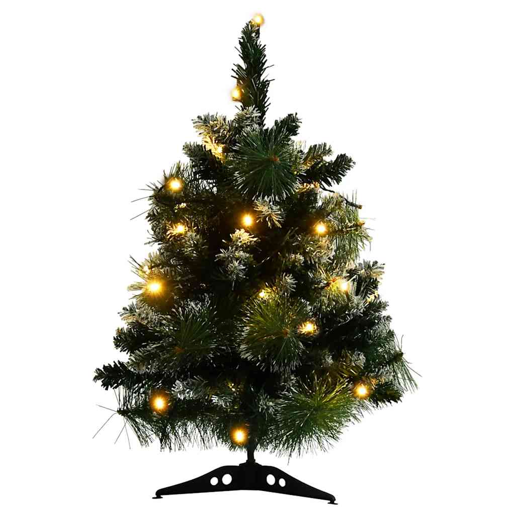 vidaXL Árvore de Natal artificial pré-iluminada + suportes PVC verde