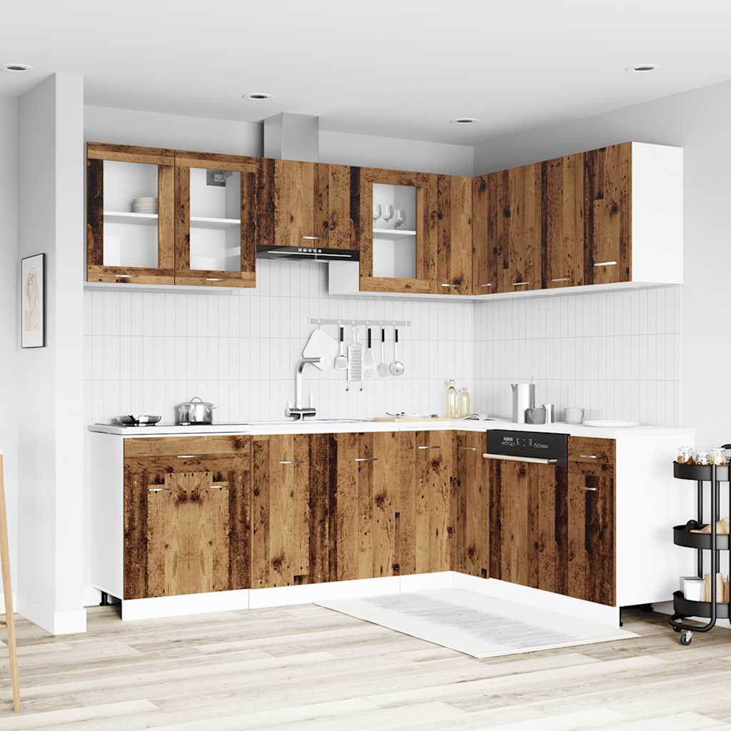 vidaXL 11 pcs armário de cozinha conjunto deriv. madeira Lyon madeira velha
