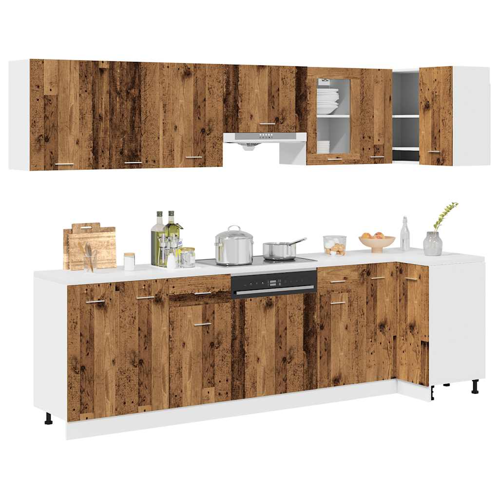 vidaXL 11 pcs armário de cozinha conjunto deriv. madeira Lyon madeira velha