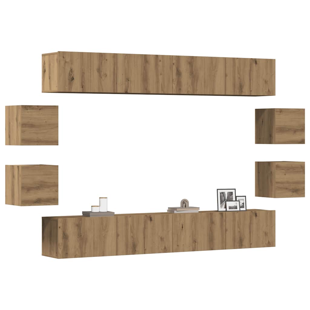 vidaXL 8 pcs conjunto de móveis de TV contraplacado branco