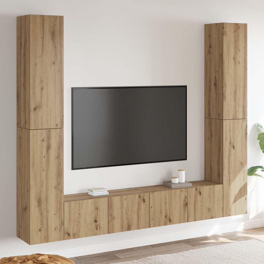 vidaXL 6 pcs conjunto de móveis de TV derivados de madeira branco
