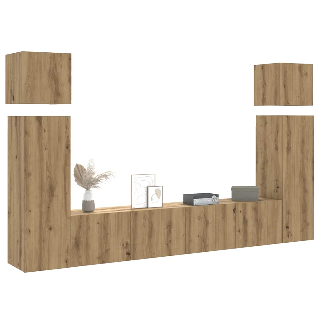 vidaXL 8 pcs conjunto de móveis de TV derivados de madeira branco