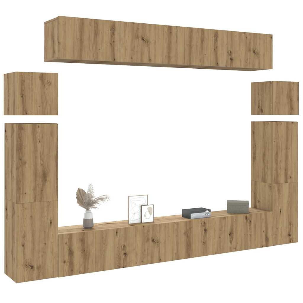 vidaXL 8 pcs conjunto de móveis de TV derivados de madeira branco