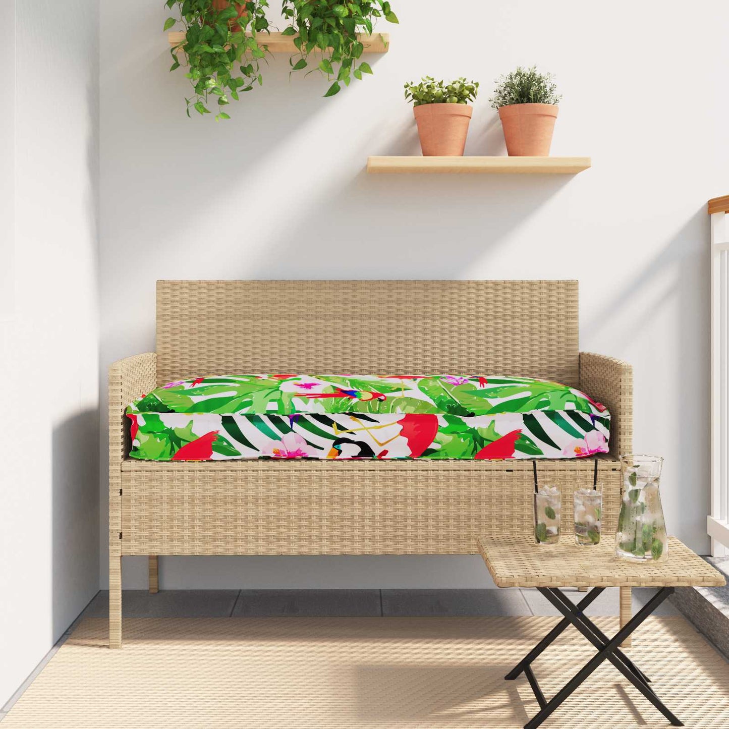 vidaXL Conjunto de Almofadas para Palete 2 pcs Padrão Folha Verde
