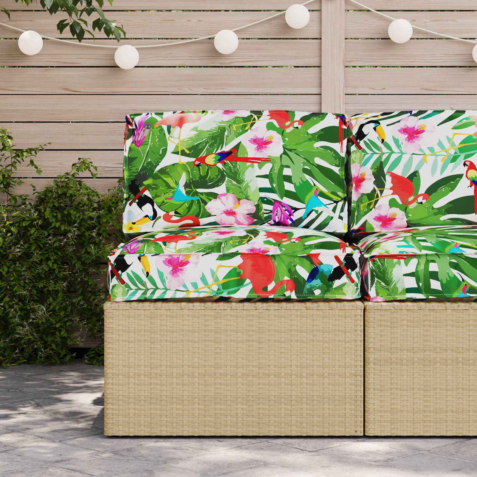 vidaXL Conjunto de Almofadas para Palete 2 pcs Padrão Folha Verde