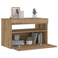 vidaXL Mesa de cabeceira & luzes LED 60x35x40 cm deriv. madeira branco