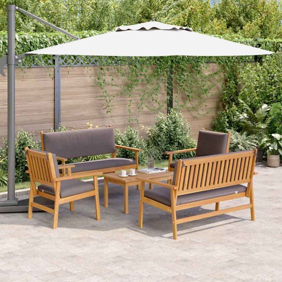 vidaXL Conjunto de Sofá de Jardim 4 pcs Castanho 120 x 65,5 x 79 cm