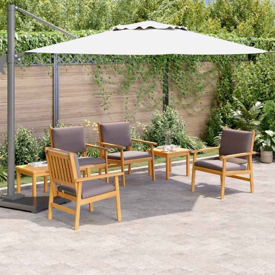 vidaXL Conjunto de Sofá de Jardim 4 pcs Castanho 120 x 65,5 x 79 cm