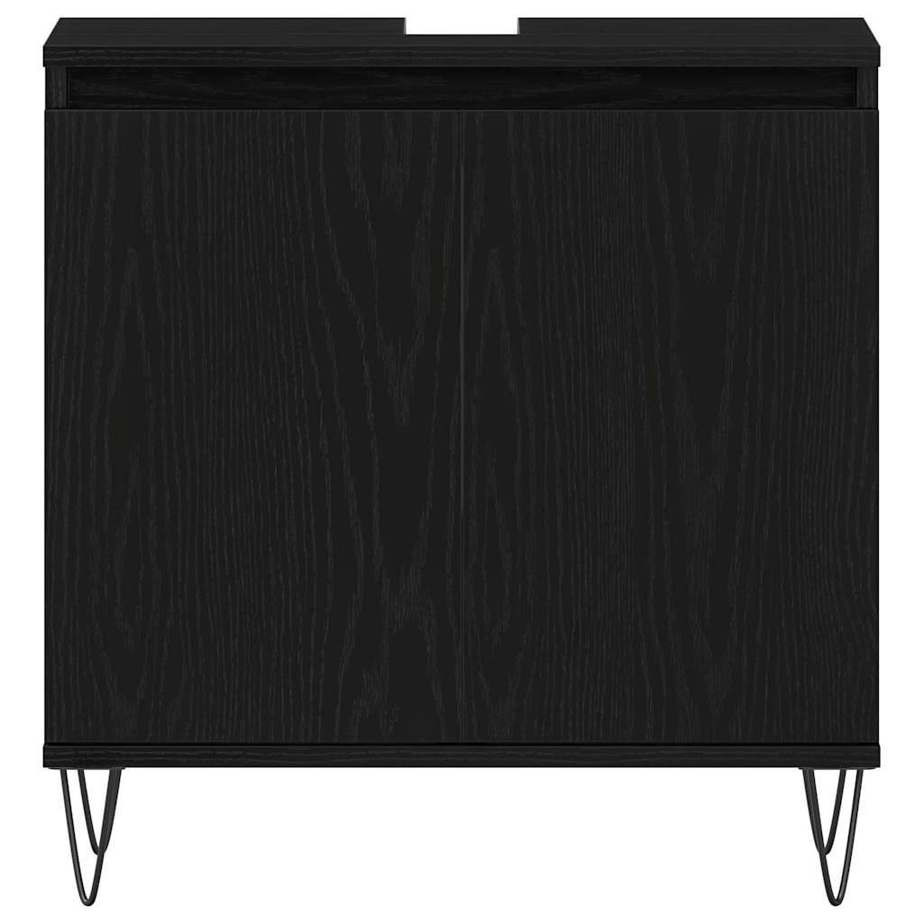 vidaXL Conjunto de Móveis para Banheiro com porta 3 pcs Carvalho Preto