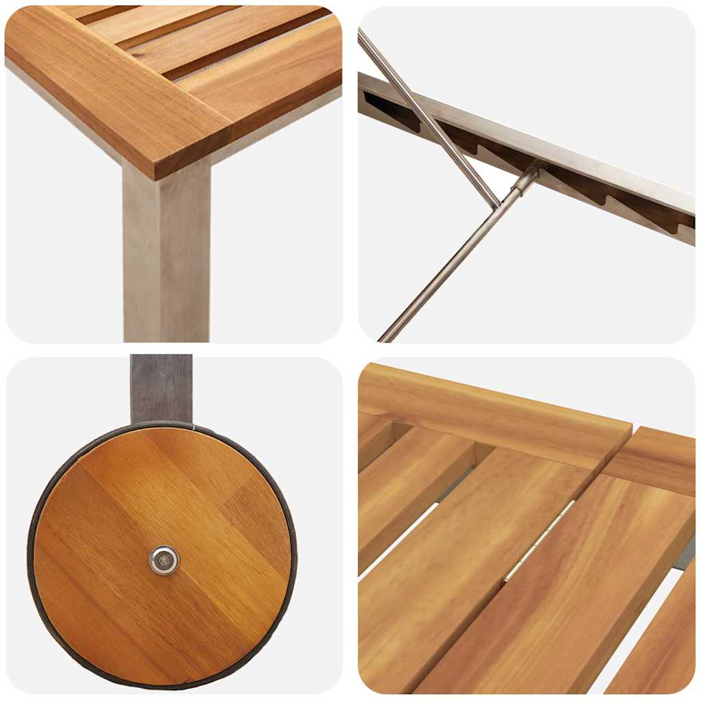 vidaXL Espreguiçadeira 3 pcs Castanho Madeira Sólida de Acácia