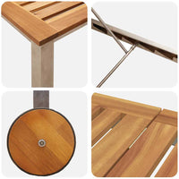 vidaXL Espreguiçadeira 3 pcs Castanho Madeira Sólida de Acácia