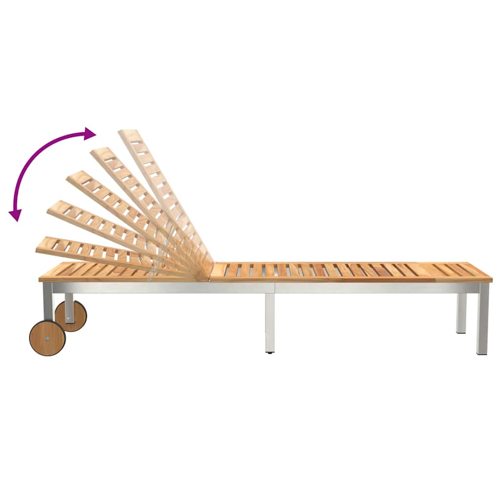 vidaXL Espreguiçadeira 3 pcs Castanho Madeira Sólida de Acácia