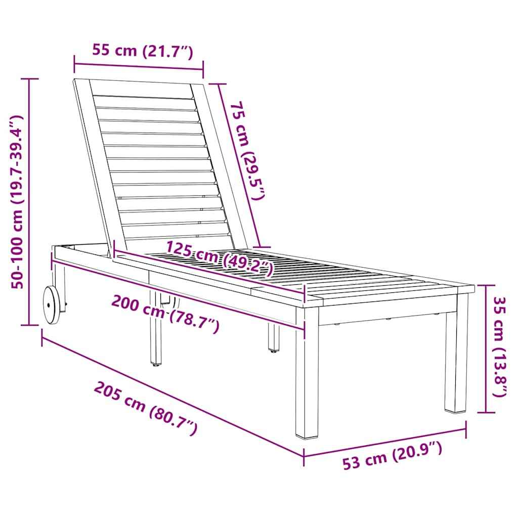 vidaXL Espreguiçadeira 3 pcs Castanho Madeira Sólida de Acácia