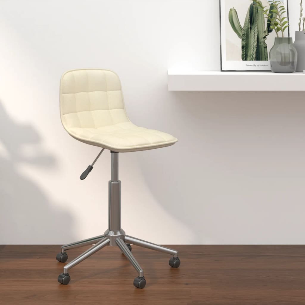 vidaXL Cadeira de jantar giratória tecido cor creme