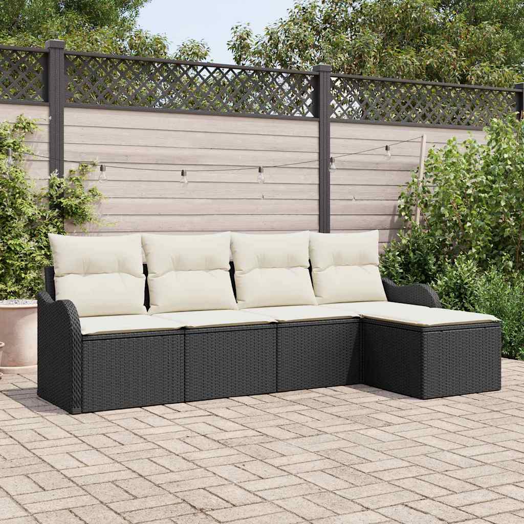 vidaXL Conjunto de Sofá de Jardim Preto vime PE