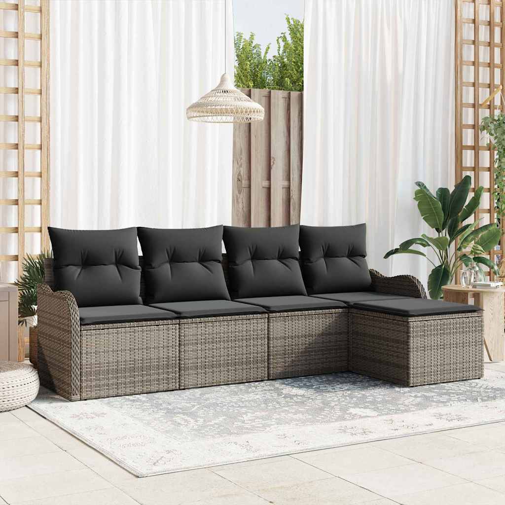 vidaXL Conjunto de Sofá de Jardim Preto vime PE