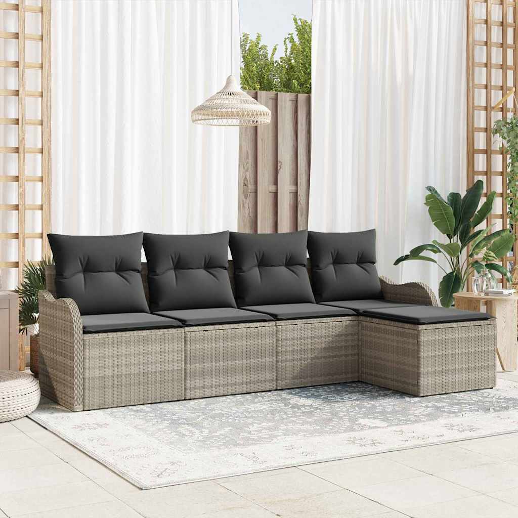 vidaXL Conjunto de Sofá de Jardim Preto vime PE