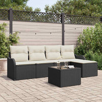 vidaXL Conjunto de Sofá de Jardim Preto vime PE