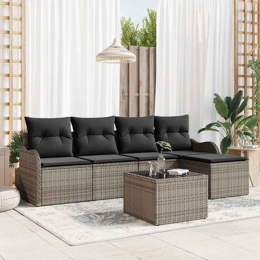 vidaXL Conjunto de Sofá de Jardim Preto vime PE