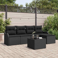 vidaXL Conjunto de Sofá de Jardim Preto vime PE
