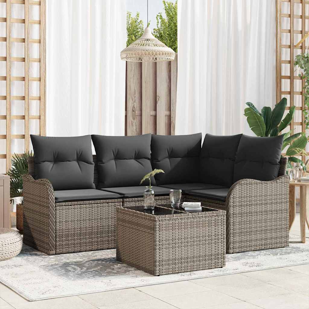 vidaXL Conjunto de Sofá de Jardim 4 pcs Preto vime PE