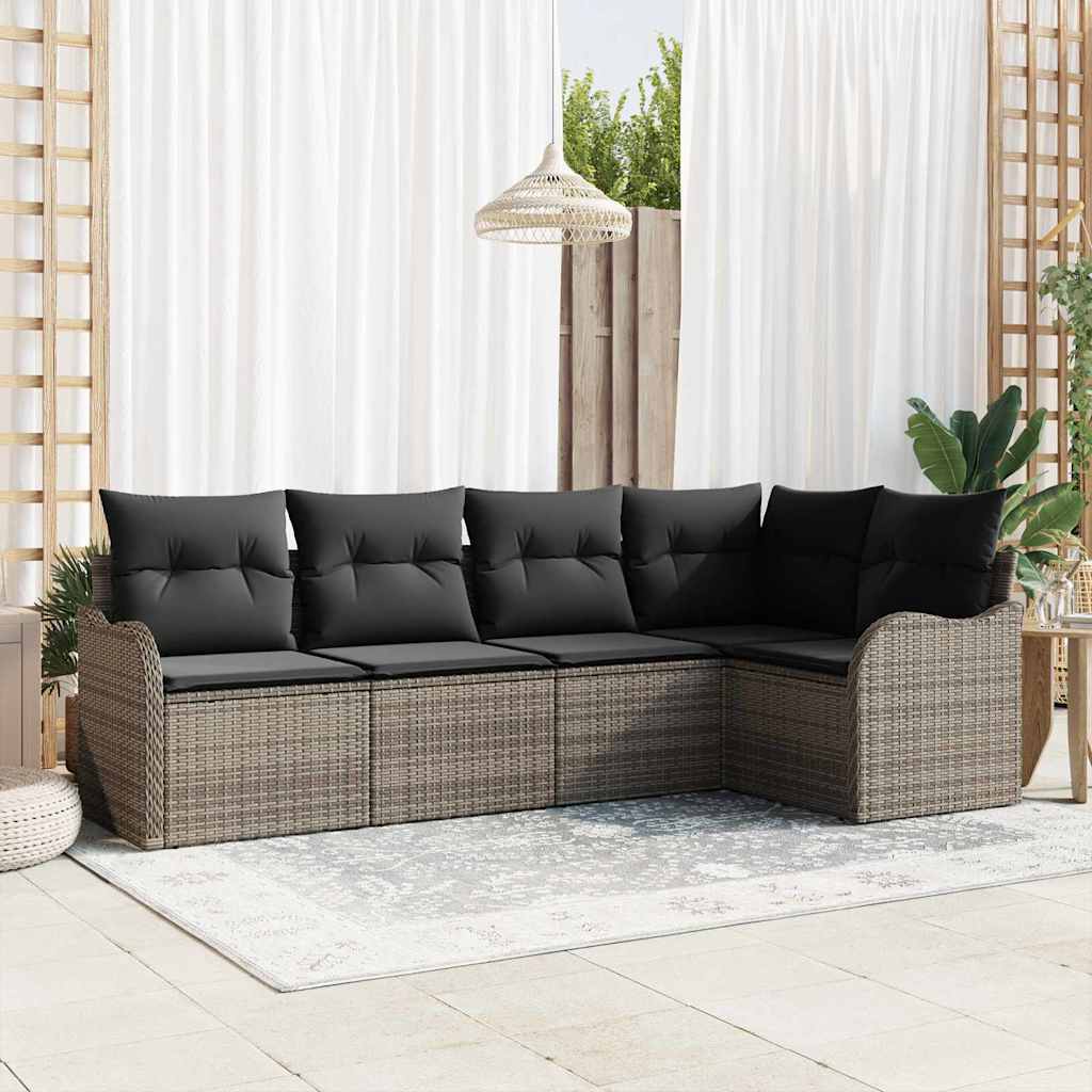 vidaXL Conjunto de Sofá de Jardim Preto vime PE