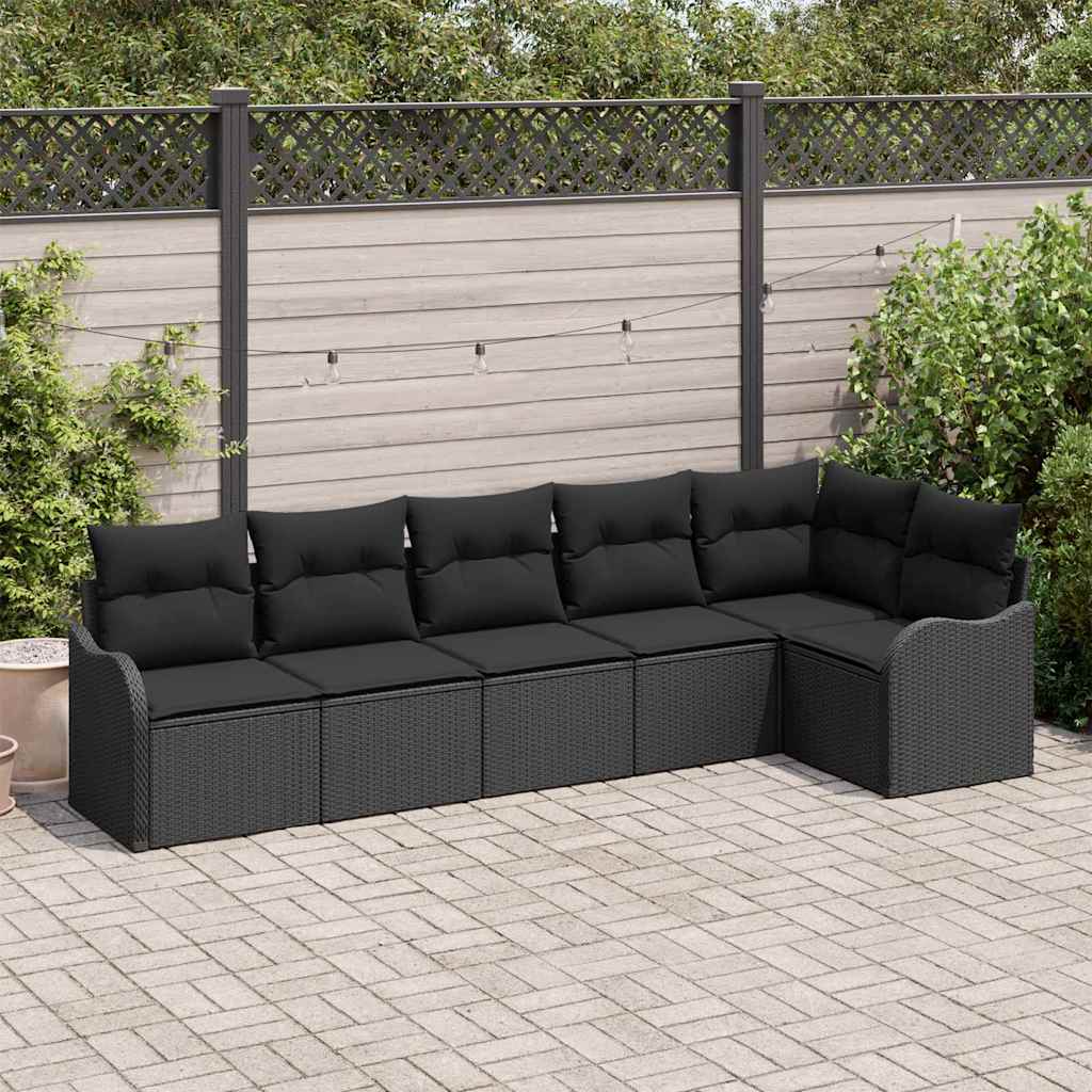 vidaXL Conjunto de Sofá de Jardim Preto vime PE