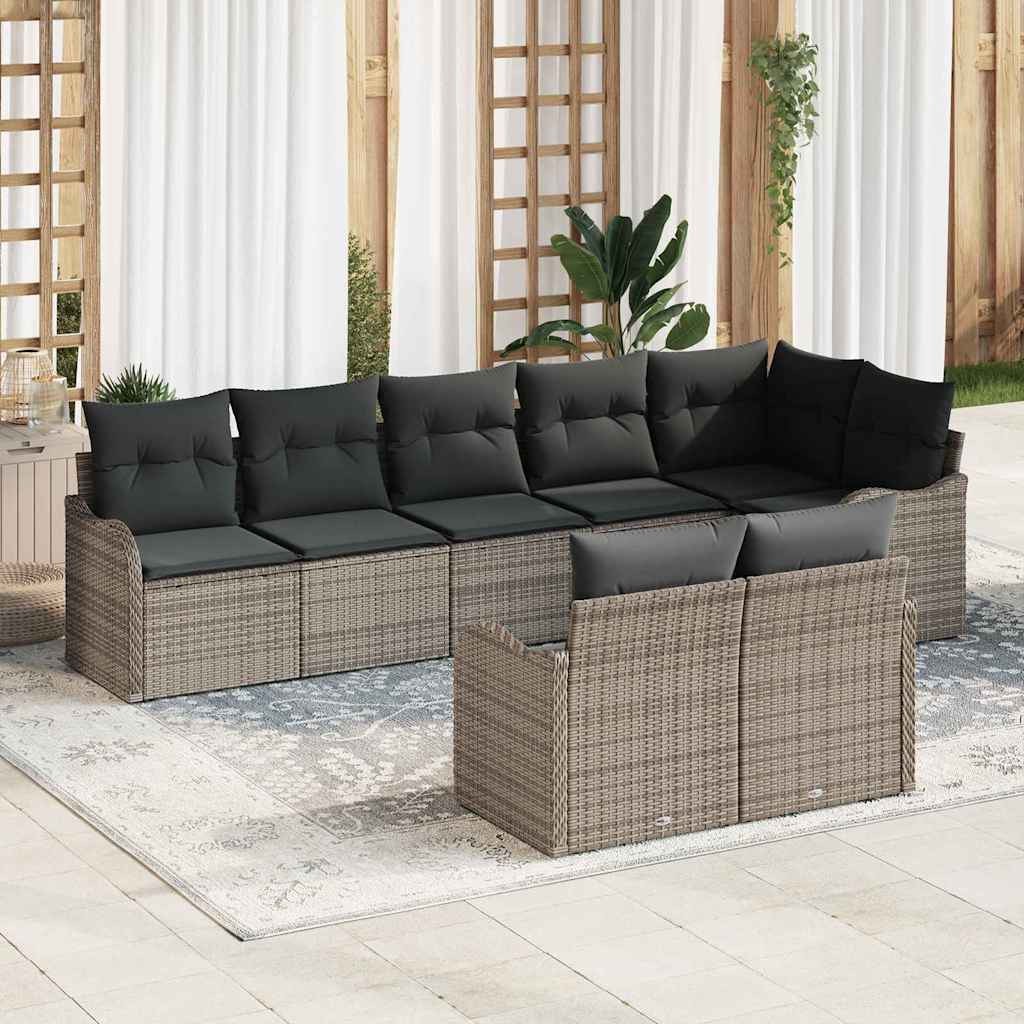 vidaXL Conjunto de Sofá de Jardim 8 pcs Preto vime PE