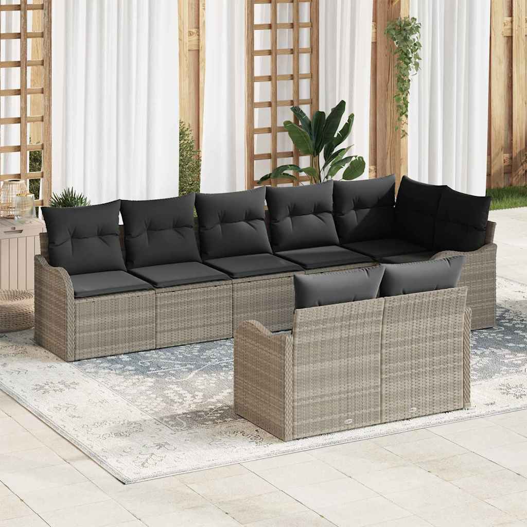 vidaXL Conjunto de Sofá de Jardim 8 pcs Preto vime PE