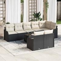 vidaXL Conjunto de Sofá de Jardim 8 pcs Preto vime PE