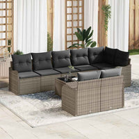 vidaXL Conjunto de Sofá de Jardim 8 pcs Preto vime PE