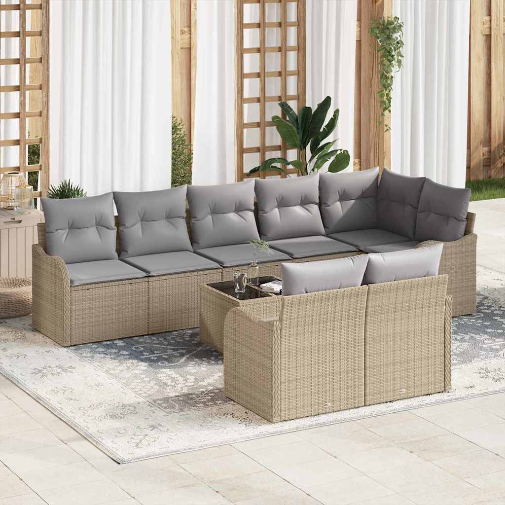 vidaXL Conjunto de Sofá de Jardim 8 pcs Preto vime PE
