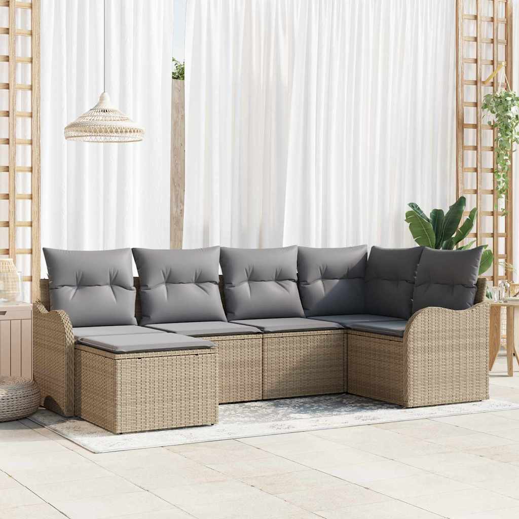 vidaXL Conjunto de Sofá de Jardim 6 pcs Preto vime PE