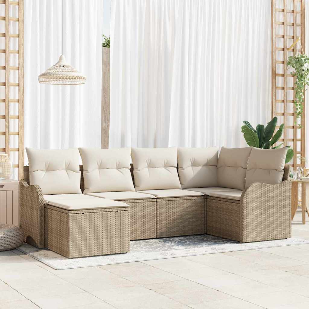 vidaXL Conjunto de Sofá de Jardim 6 pcs Preto vime PE