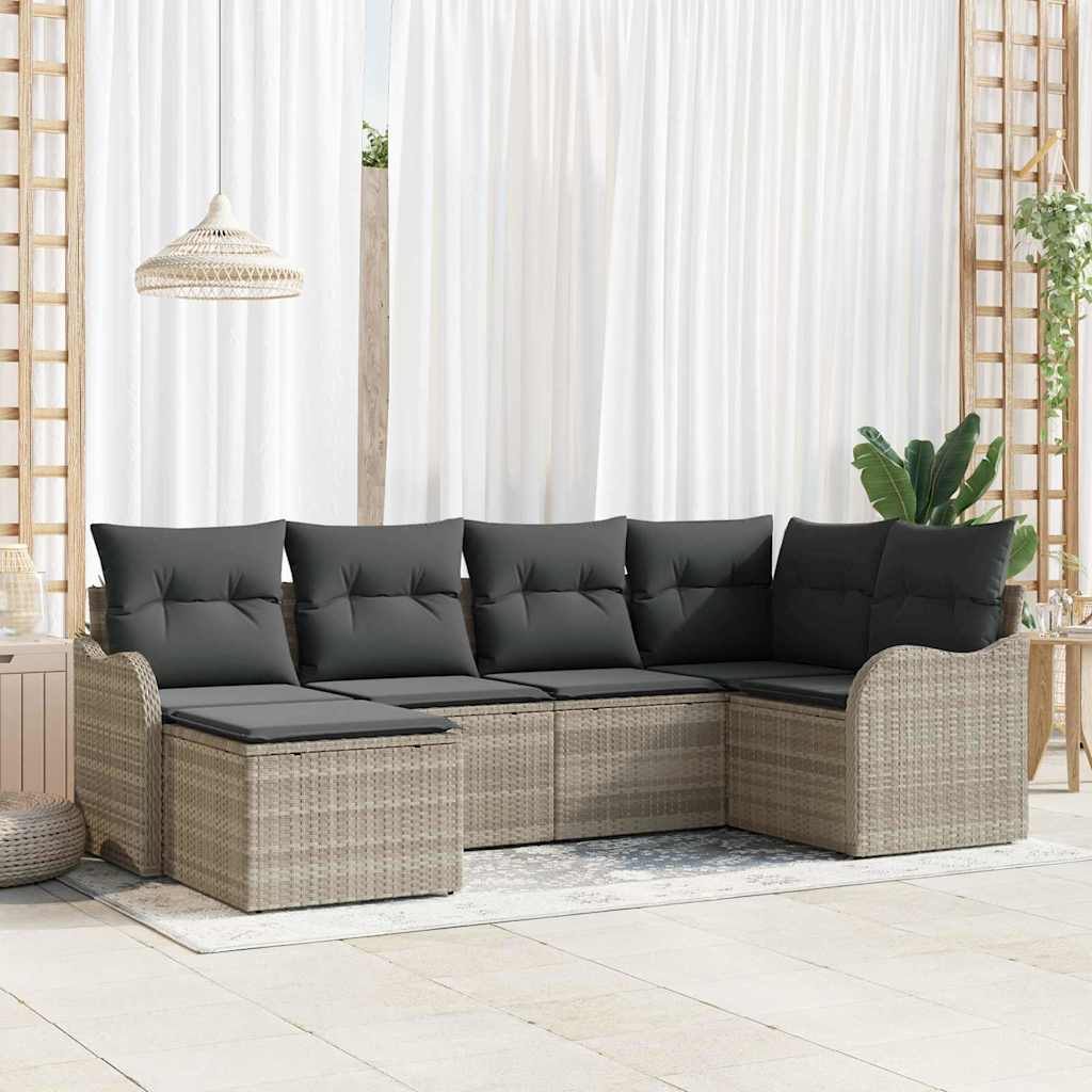 vidaXL Conjunto de Sofá de Jardim 6 pcs Preto vime PE