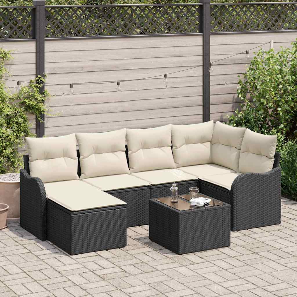 vidaXL Conjunto de Sofá de Jardim 6 pcs Preto vime PE