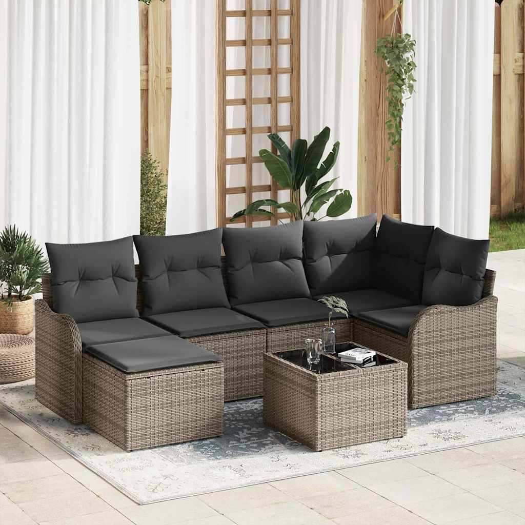 vidaXL Conjunto de Sofá de Jardim 6 pcs Preto vime PE