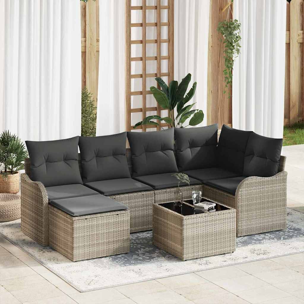 vidaXL Conjunto de Sofá de Jardim 6 pcs Preto vime PE