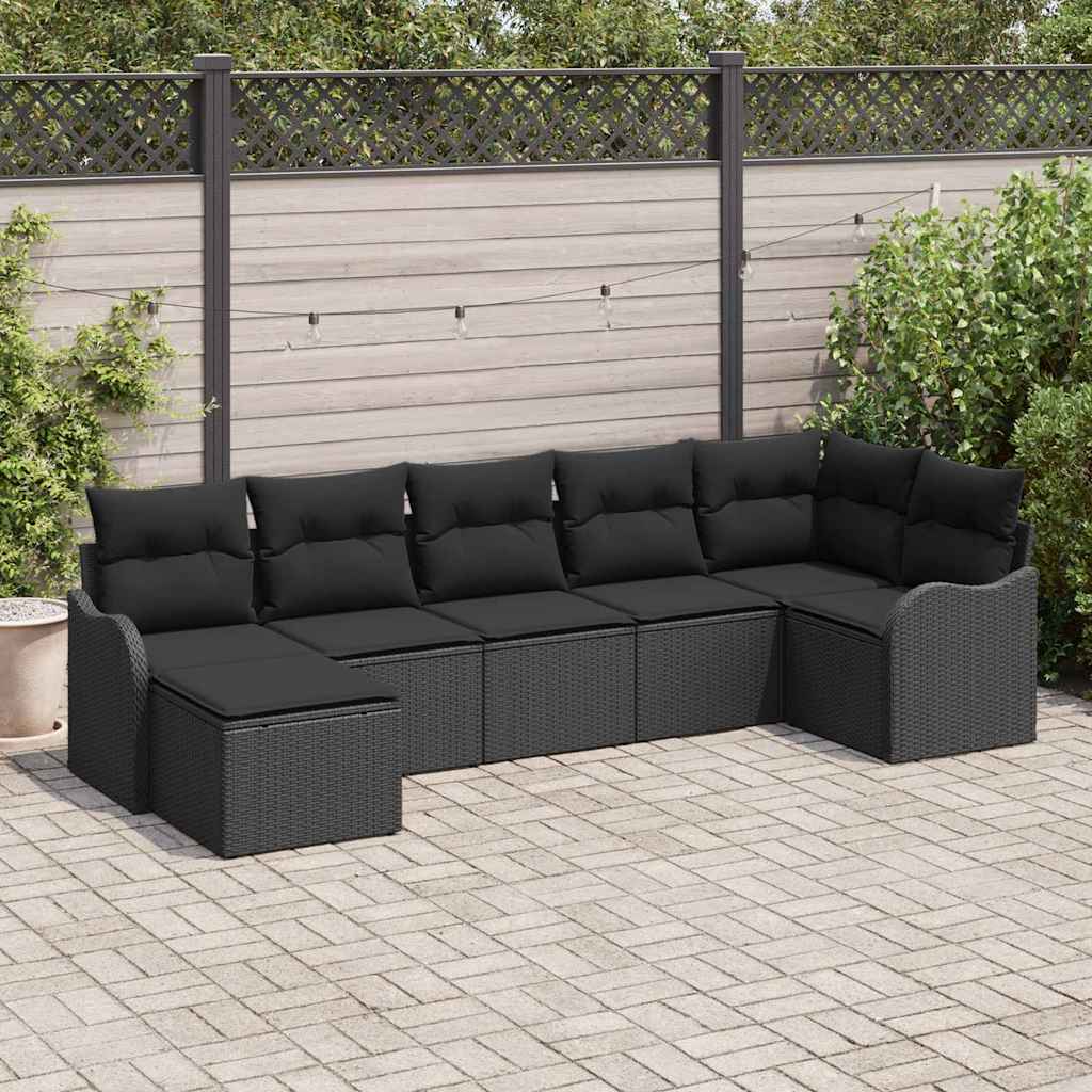 vidaXL Conjunto de Sofá de Jardim Preto vime PE