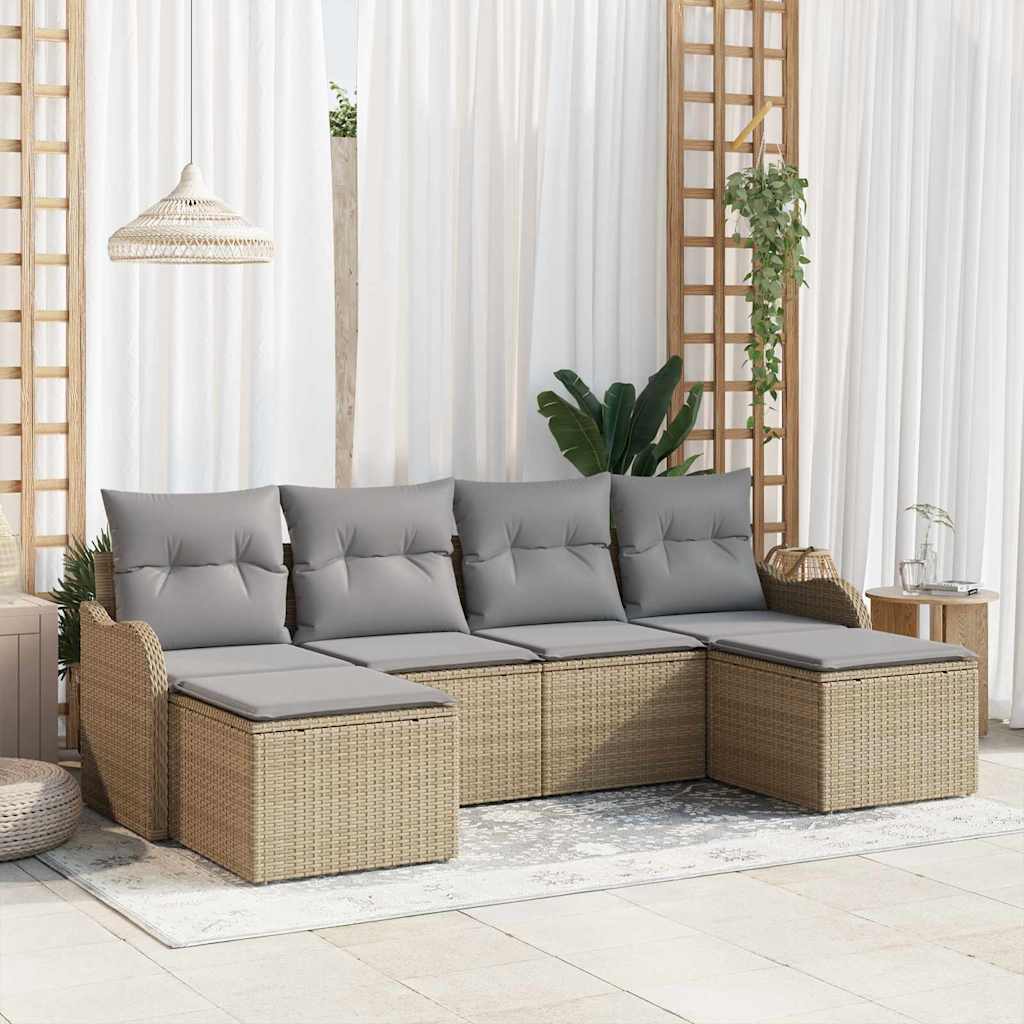 vidaXL Conjunto de Sofá de Jardim 6 pcs Preto Rattan Sintético