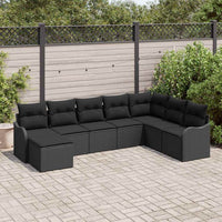 vidaXL Conjunto de Sofá de Jardim Preto vime PE