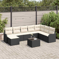 vidaXL Conjunto de Sofá de Jardim Preto vime PE