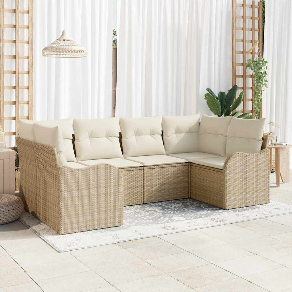 vidaXL Conjunto de Sofá de Jardim 6 pcs Preto Rattan Sintético
