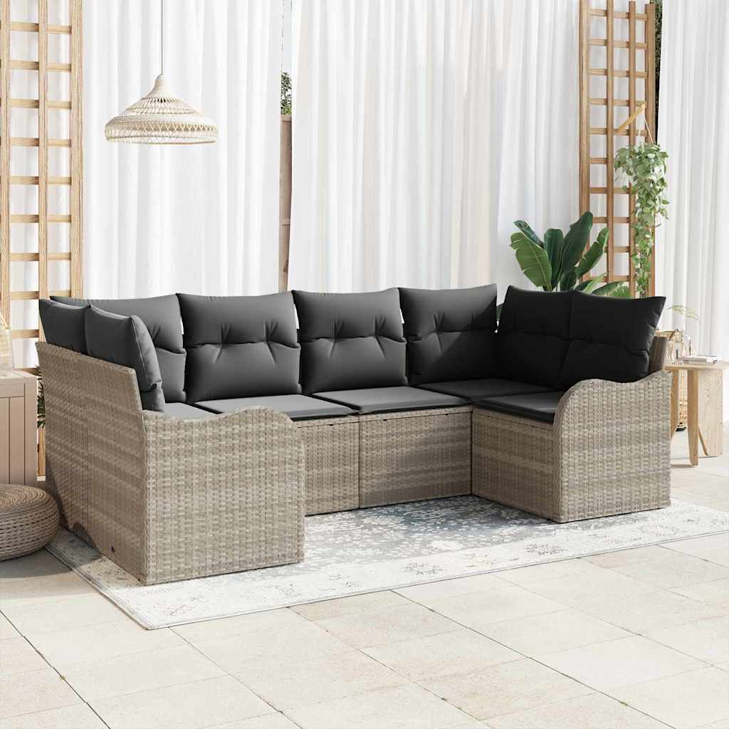 vidaXL Conjunto de Sofá de Jardim 6 pcs Preto Rattan Sintético