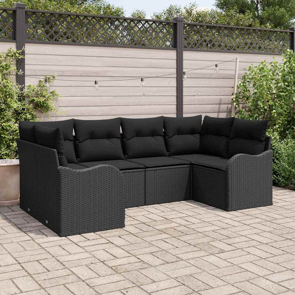 vidaXL Conjunto de Sofá de Jardim 6 pcs Preto Rattan Sintético