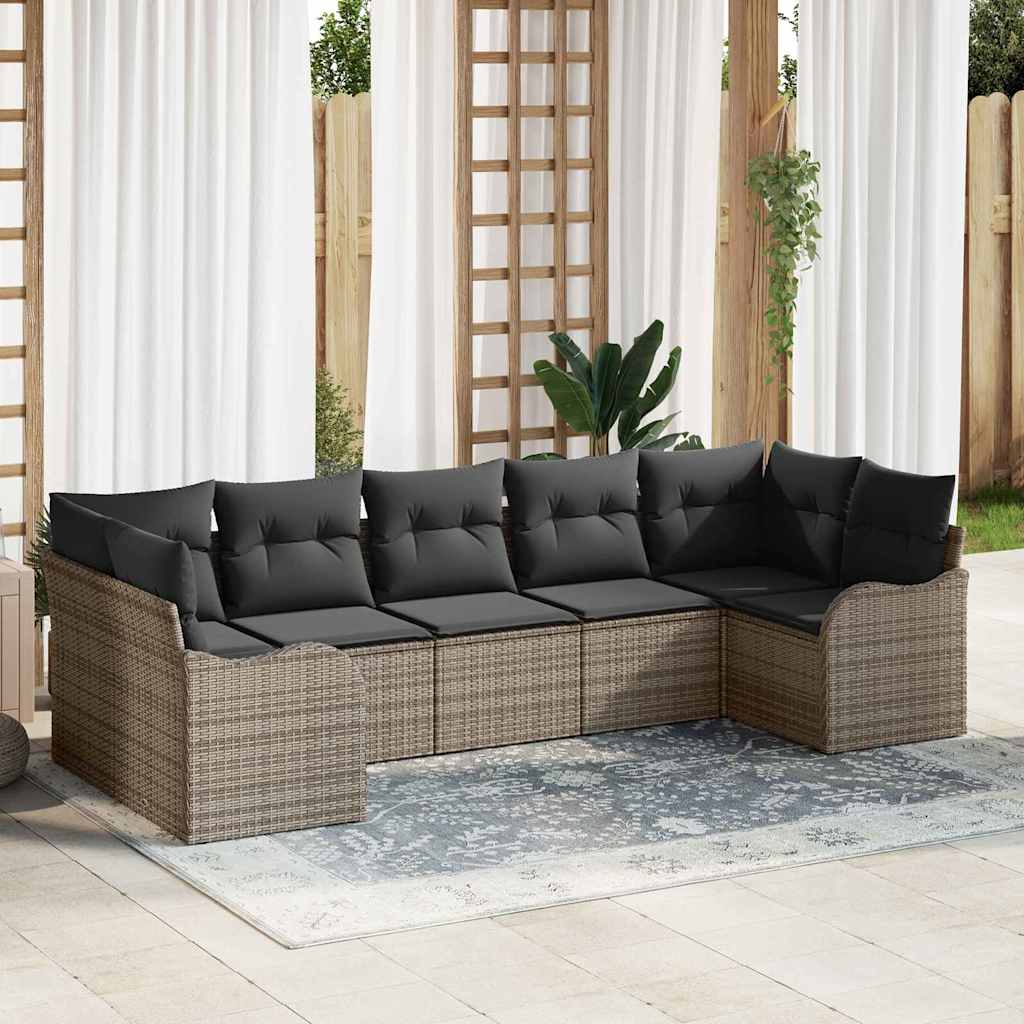 vidaXL Conjunto de Sofá de Jardim Preto vime PE