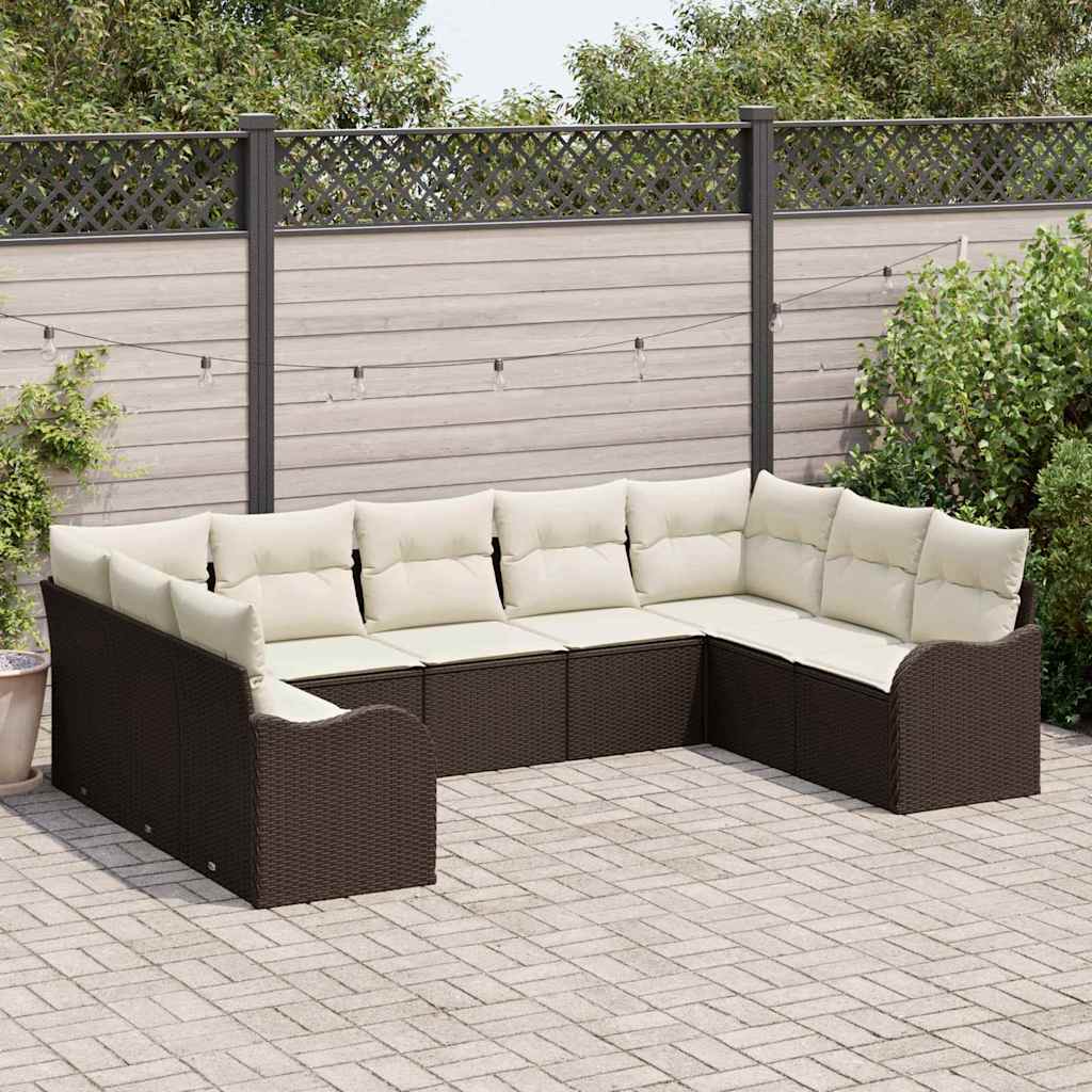 vidaXL Conjunto de Sofá de Jardim 9 pcs Preto vime PE
