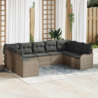 vidaXL Conjunto de Sofá de Jardim 9 pcs Preto vime PE