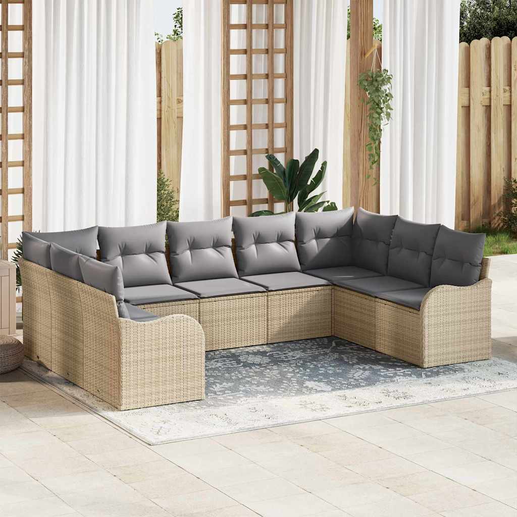 vidaXL Conjunto de Sofá de Jardim 9 pcs Preto vime PE